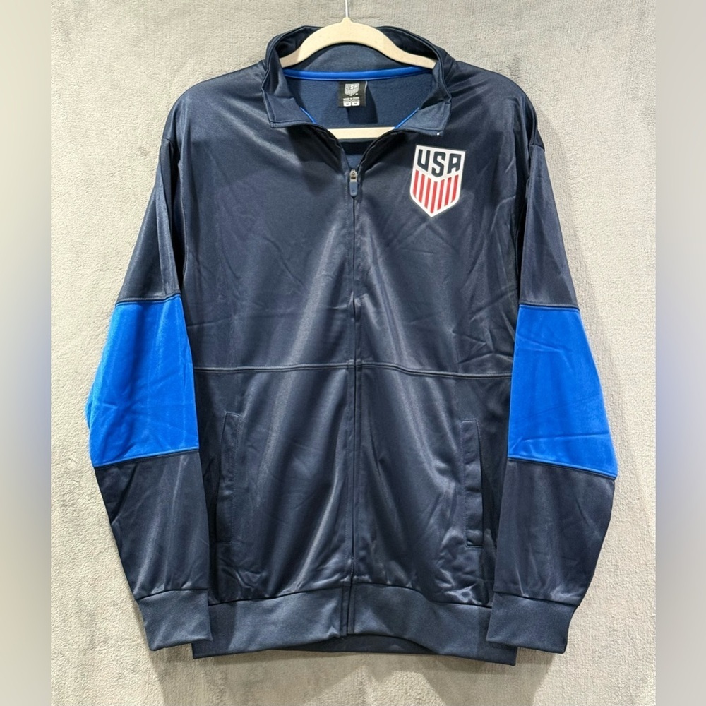 Team USA Jacket Mens M Navy Blue United States Soccer USSF USMNT Full Zip